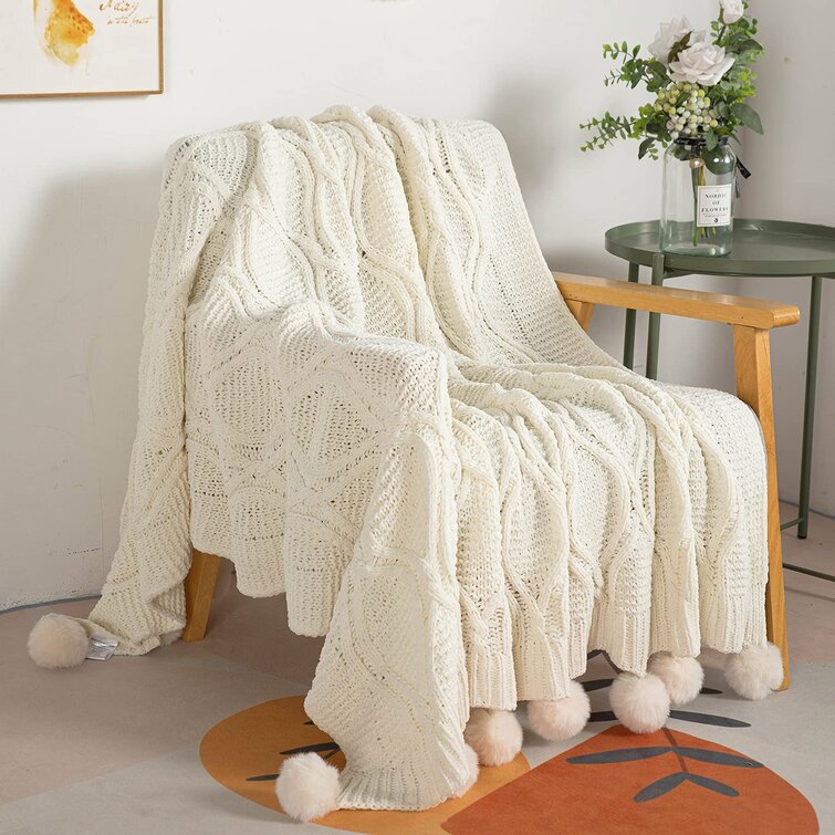 Acrylic Chunky Knit Sofa Lounge Bed Throw Rug Blanket Runner