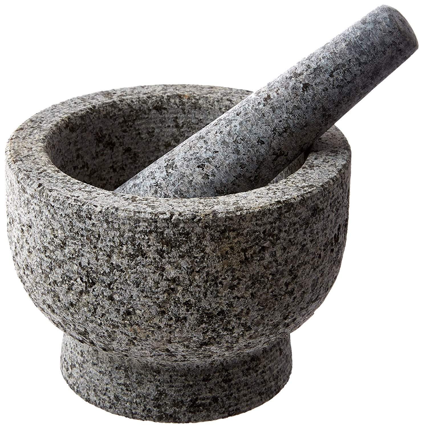 Mortar and Pestle Set Unpolished Granite Bowl with Bonus Garlic Peeler 