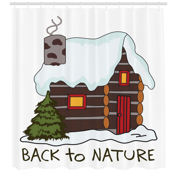 East Urban Home Log Cabin Shower Curtain Set Hooks Wayfair
