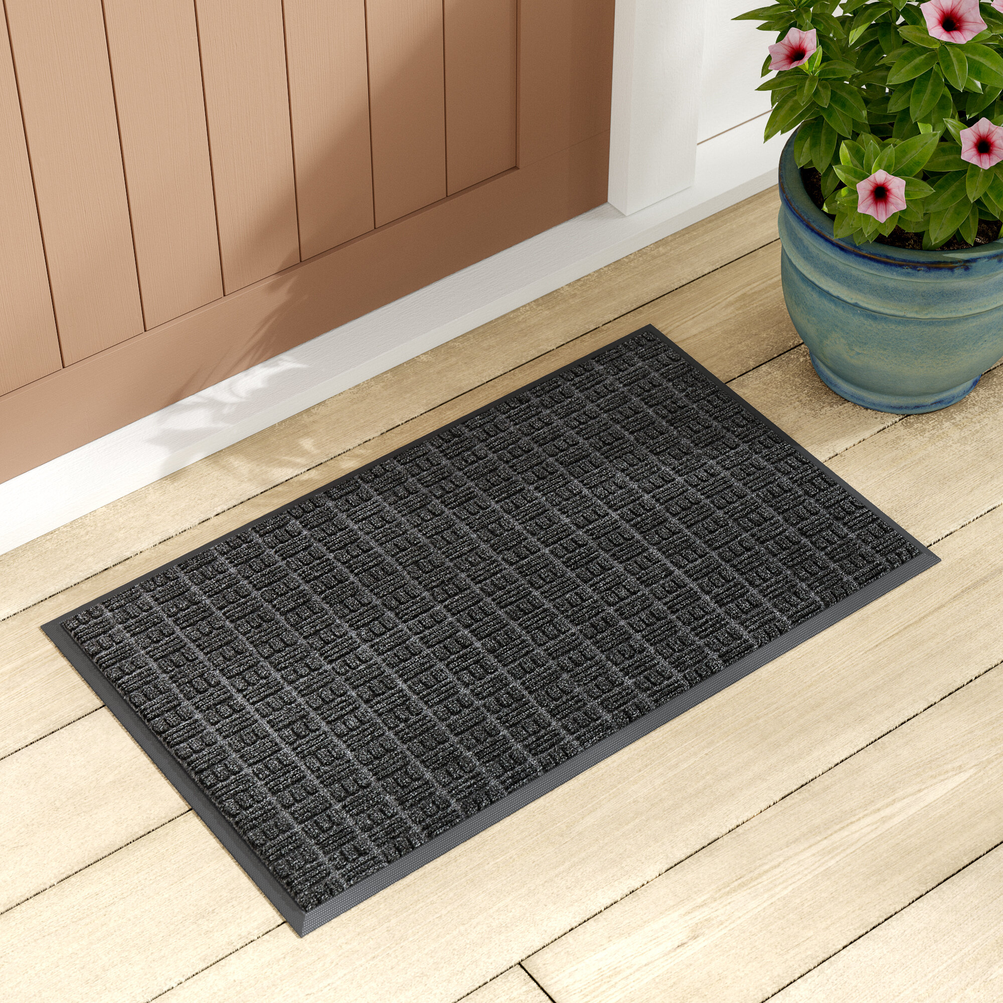 Rubber Backed Non-Slip Doormat Entrance Rug Engraved Indoor/Outdoor Mat Decor 