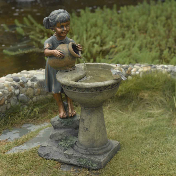 Resin Fibergl Versando Bird Bath Outdoor Water Fountain Resin Fibergl Versando Bird Bath Outdoor Water Fountain