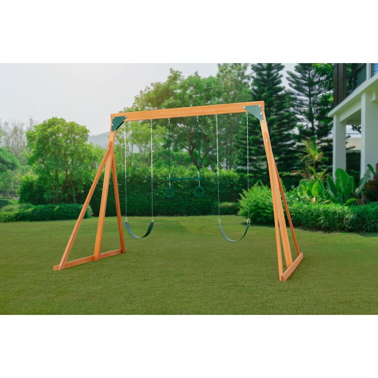 wooden 3 swing set