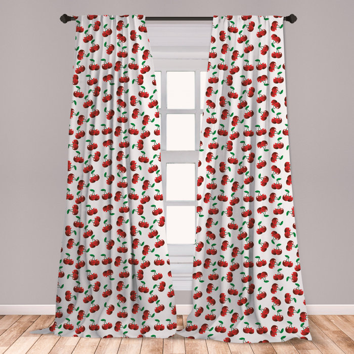 Ambesonne Fruits Curtains Vibrant Cherries Vitamin Agriculture Exotic Summer Garden Pattern Window Treatments 2 Panel Set For Living Room Bedroom