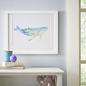 Humpback Whale Watercolor Sea Mammals Framed Print