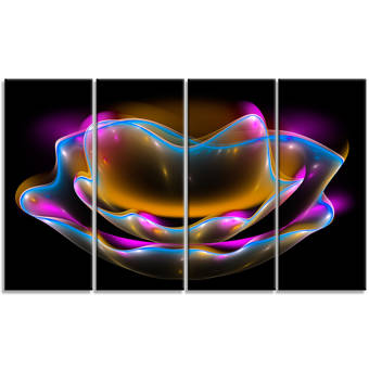 Designart Colorful Fractal Flower In Dark 5 Piece Graphic Art On Wrapped Canvas Set Wayfair