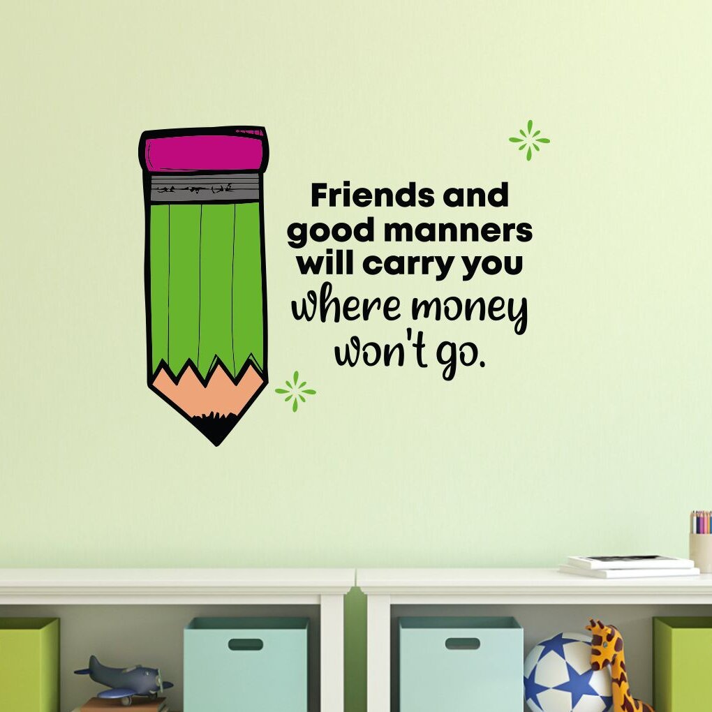 Zoomie Kids Good Manners School Class Cartoon Quotes Wall Decal | Wayfair