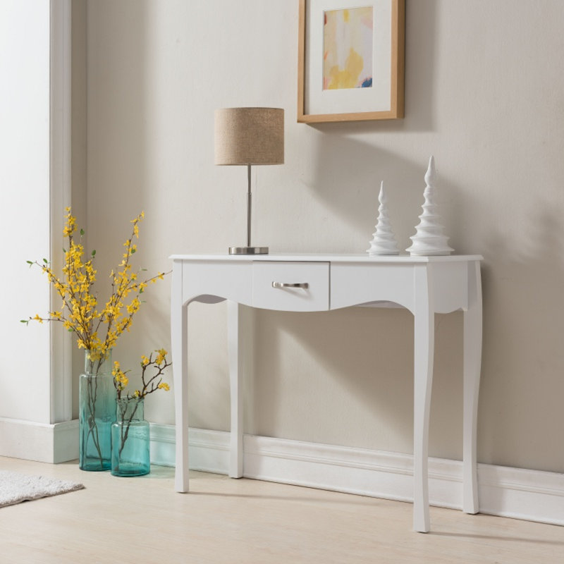 narrow white dressing table