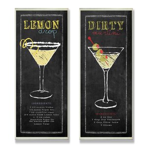 Lemon Drop and Dirty Martini Chalkboard Look 2 Piece Textual Art Wall Plaque Set