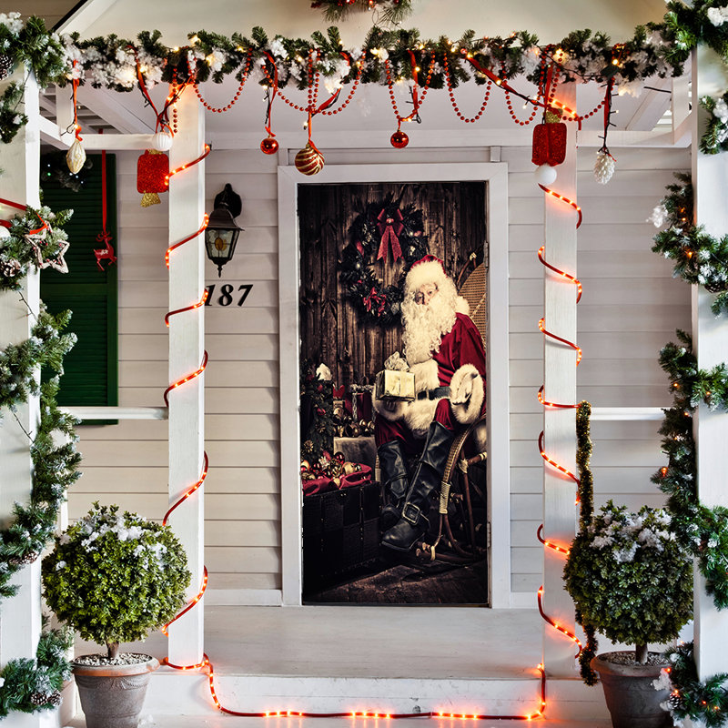 The Holiday Aisle Good Old Santa Claus With Christmas Gifts Door