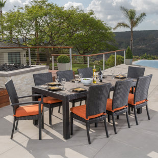 Orange Patio Dining Sets You Ll Love Wayfair Northridge 9 Piece Outdoor Dining Set With Cushion