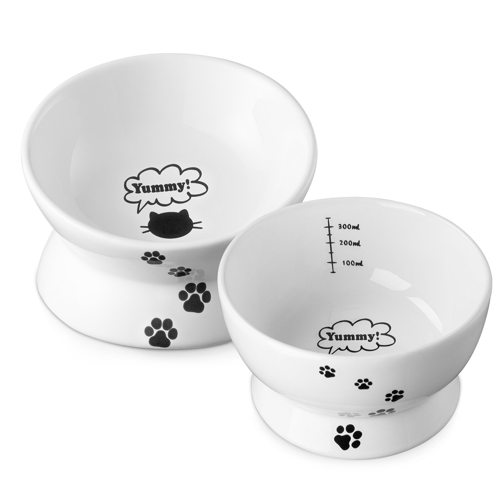 necoichi raised cat food and water bowl set