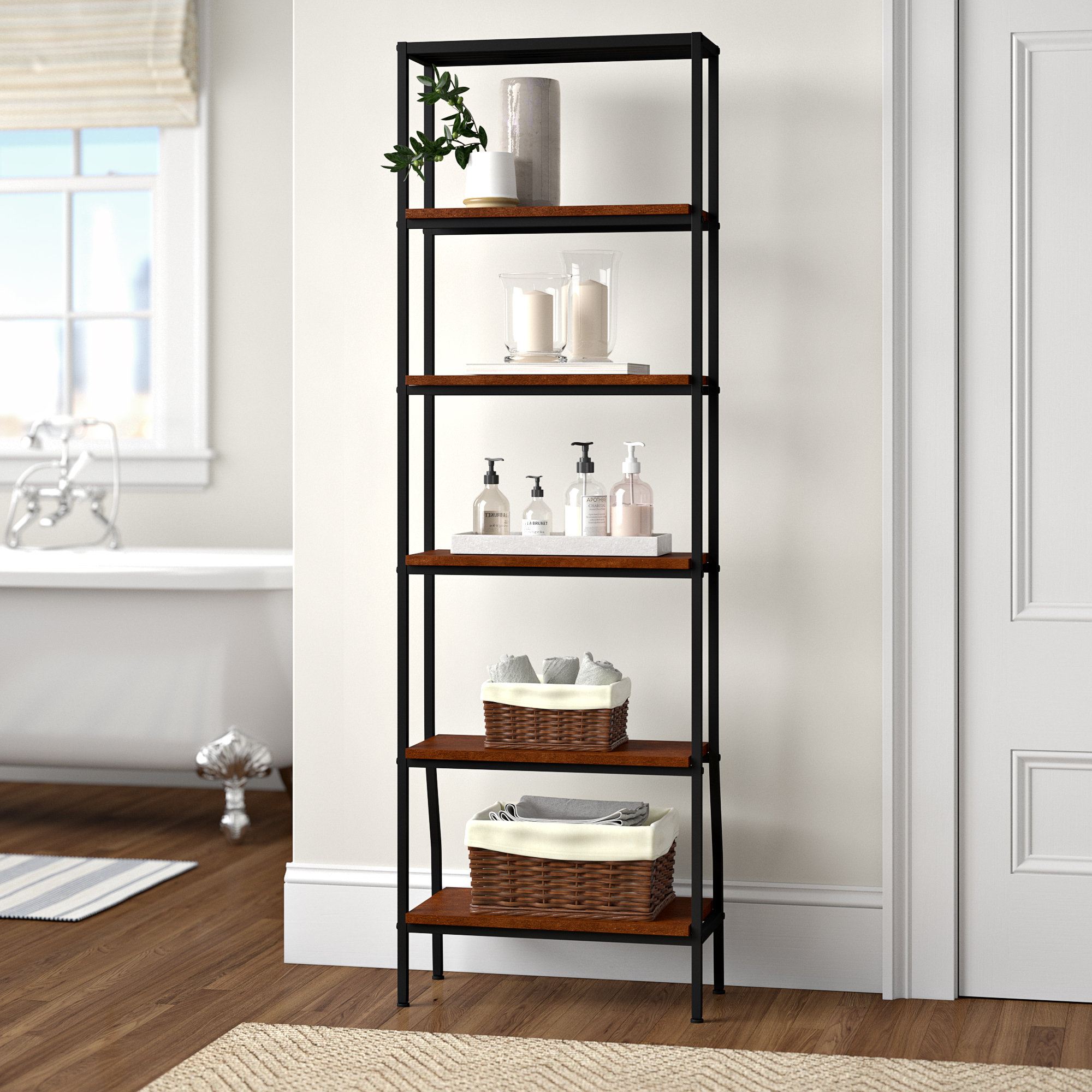 Three Posts Foxborough 6 Tier Etagere 22 W X 68 H X 10 63 D