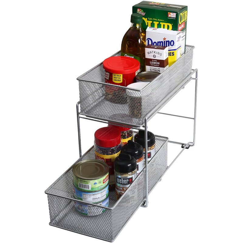 Rebrilliant Kaan 2 Tier Mesh Roll Out Cabinet Organizer Drawer