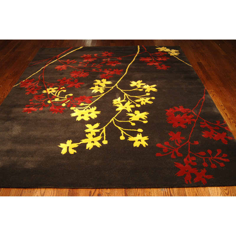 Latitude Run Chiara Floral Handmade Tufted Wool Brown Red Area Rug Reviews Wayfair