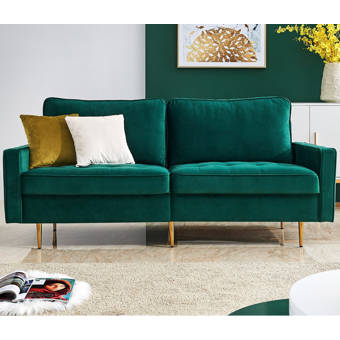Everly Quinn Knudson Velvet 71 Square Arm Sofa Reviews Wayfair