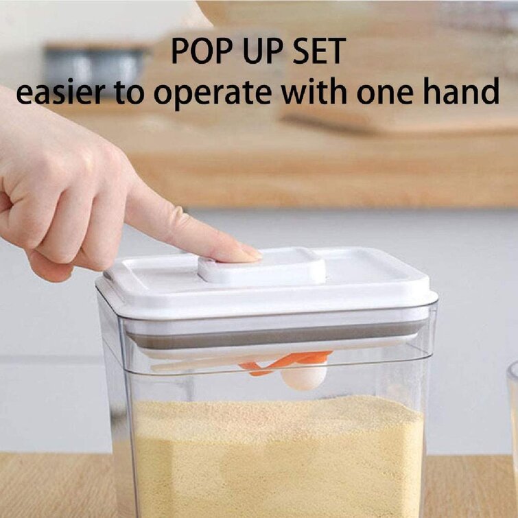 Prep Savour 3 Piece 78 Oz 2300ml Pop Up Set Square Plastic Clear Food Storage Containers Set With Airtight Lids And Free Scoop For Kitchen Pantry Organization And Food Storage Wayfair