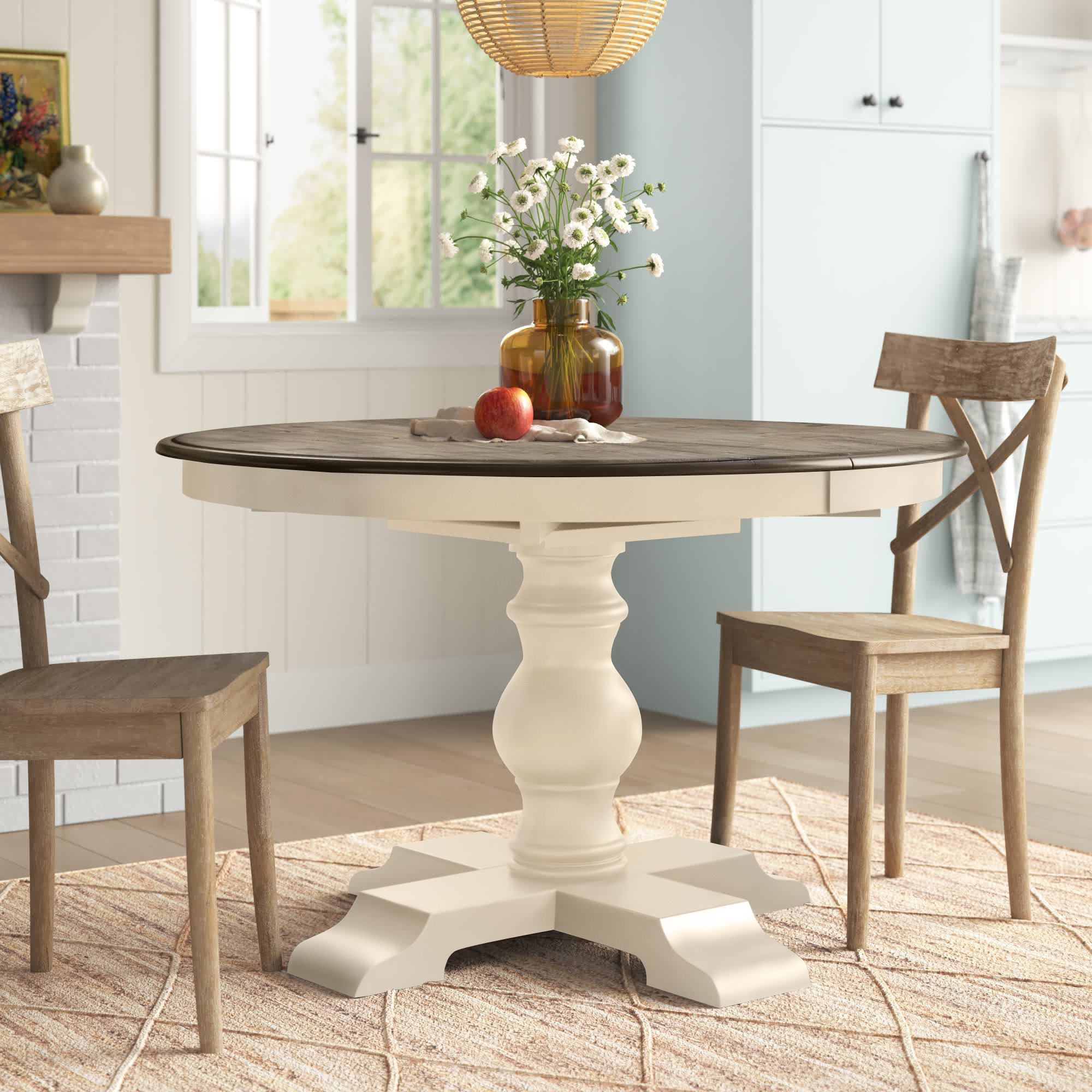 Try out Injection handy Sand & Stable Branson Extendable Solid Wood Pedestal Dining Table & Reviews  | Wayfair