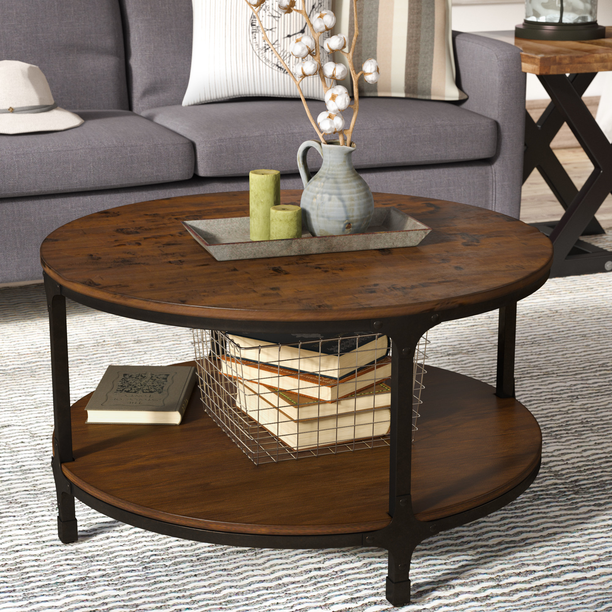 light wood circle coffee table