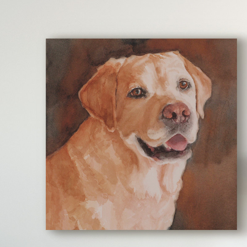 yellow lab on bed painting