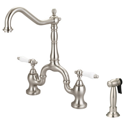 Carlton Kitchen Bridge Faucet With Side Spray Barclay Finish