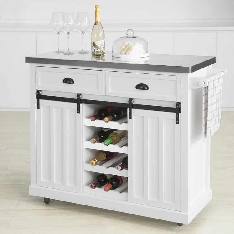 17 Stories Kimball Kitchen Island With Stainless Steel Top Reviews Wayfair Co Uk