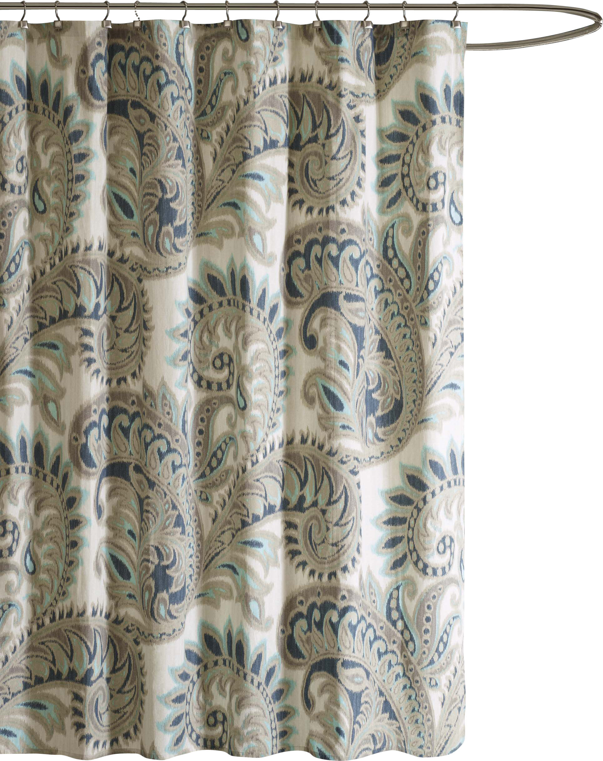 Beautiful 100% Cotton Soft Blue Paisley Lace Taping Shower Curtain 72 x 72" New Beautiful 100% Cotton Soft Blue Paisley Lace Taping Shower Curtain 72 x 72" New