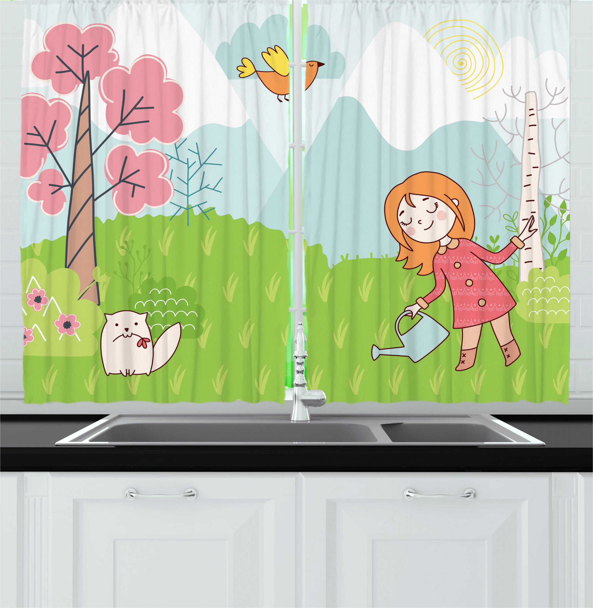 East Urban Home 2 Piece Nursery Childish Cartoon Design Of Little