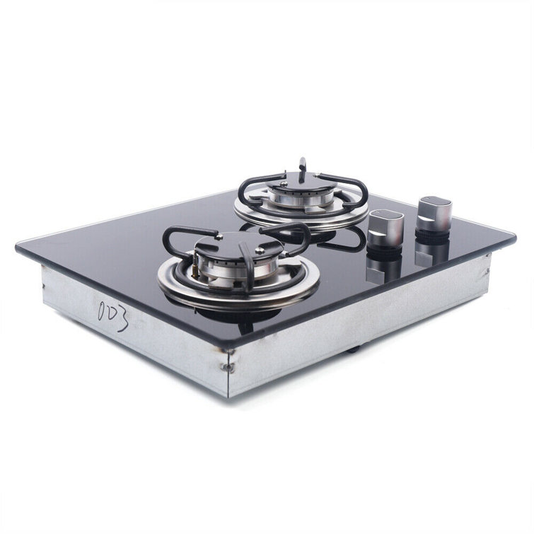 CNCEST 11.8'' Gas 2 Burner Cooktop with Downdraft Ventilation