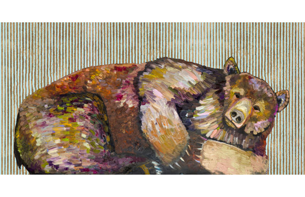 Greenbox Art Grizzly Bear Dreams With Gold Stripes Wrapped Canvas Print Wayfair