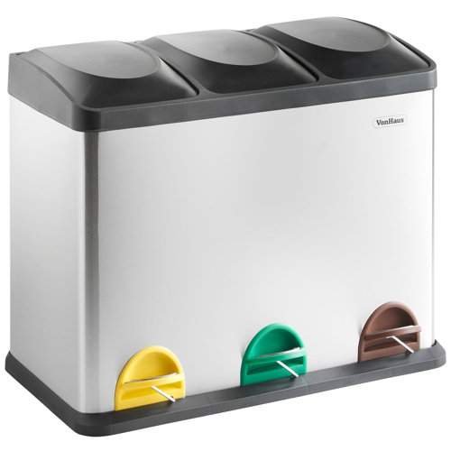 Stainless Steel 45 Litre Step On Recycling Bin VonHaus