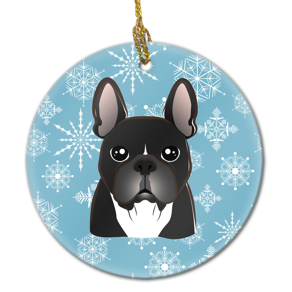 The Holiday Aisle Snowflake French Bulldog Ceramic Hanging Figurine Ornament Wayfair