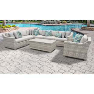 Go to store & view more images Fairmont 8 Piece Outdoor Sectional Seating Group Set with Cushions by TK Classics