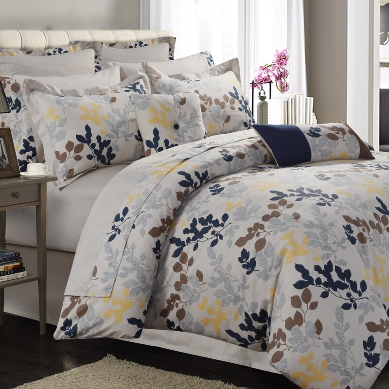blue and yellow flower comforter pictures