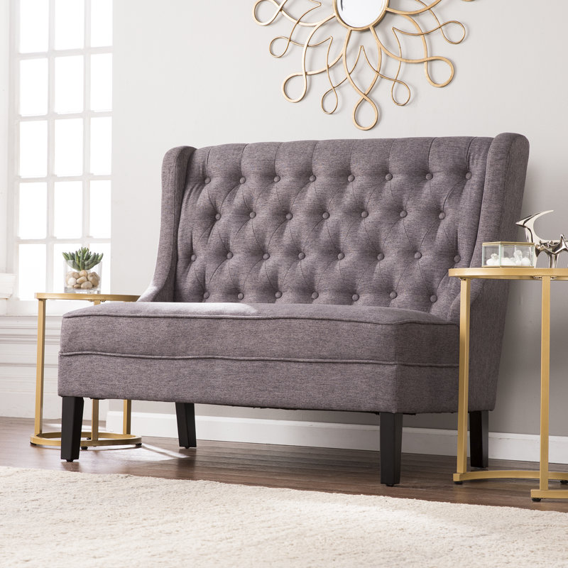 Alcott Hill Halpin High Back Tufted Settee Upholstered Bench