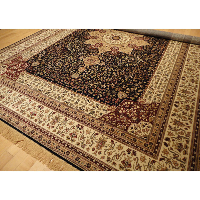 Astoria Grand Shanelle Living Room Hand Knotted Wool Navy Beige Rug Wayfair