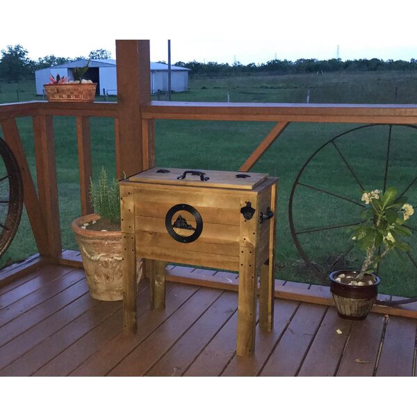 Wooden Rustic Cooler With Four Wheels and Spigot Weathered Gray 
