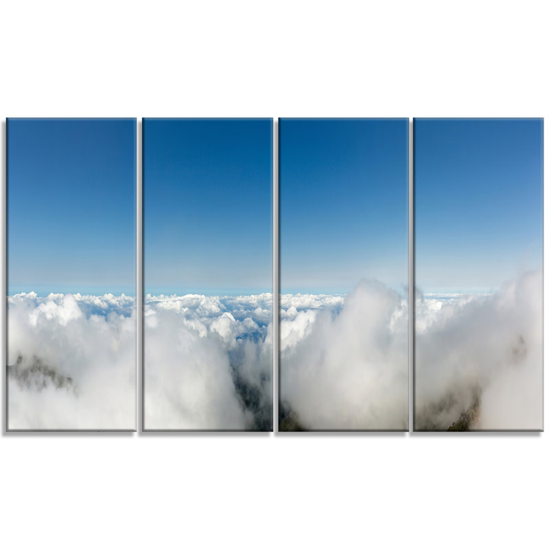 Designart Bright Blue Sky Above Clouds 4 Piece Wall Art On Wrapped Canvas Set Wayfair