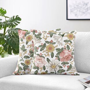 Vintage Wilendur Era Farmhouse Floral Mid Century Tablecloth Lumbar Throw Pillow 
