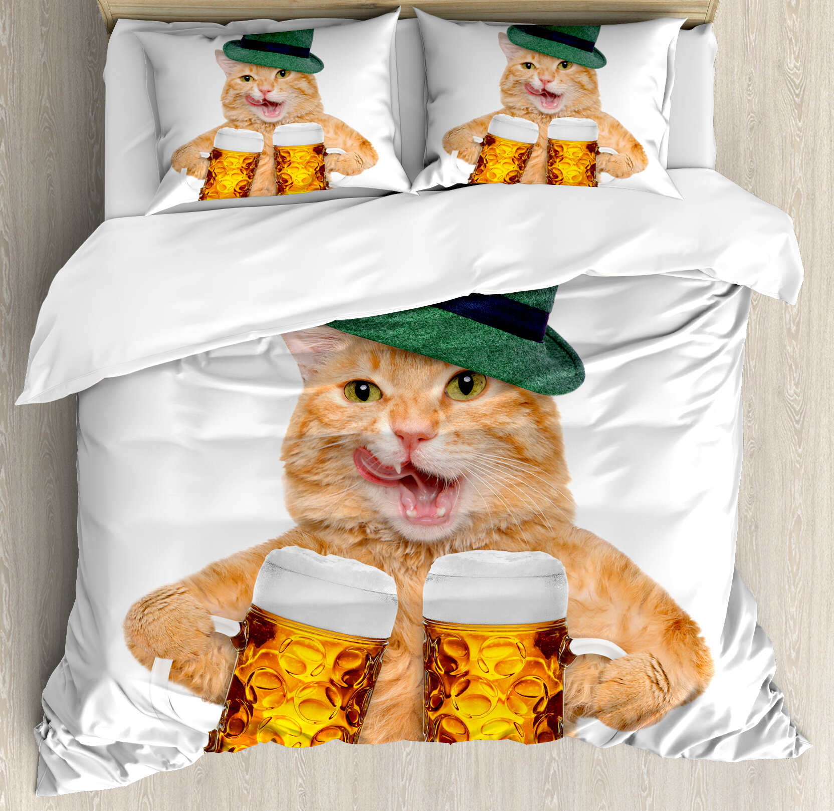 East Urban Home Cat Cool With Hat And Beer Mugs Bavarian German