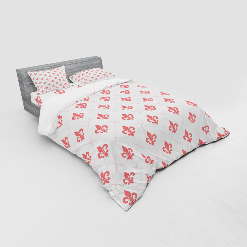 East Urban Home Coral Checkered With Of Fleur De Lis Royal French