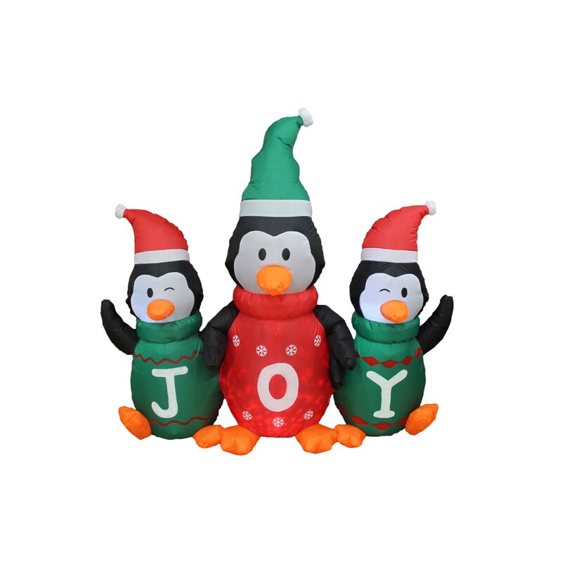 The Holiday Aisle Penguin Family With Joy Christmas Inflatable