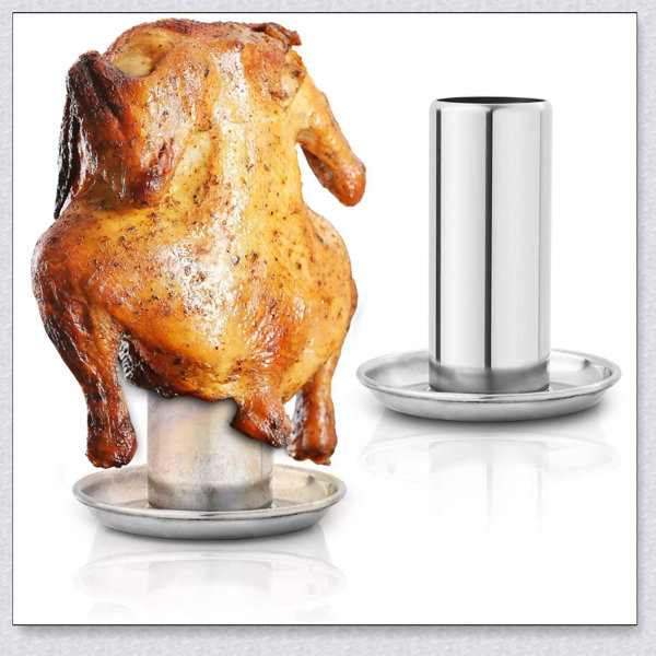 Chicken Turkey Roaster For BBQ BEER CAN Grill Oven Rack Stand Holder Tray US 