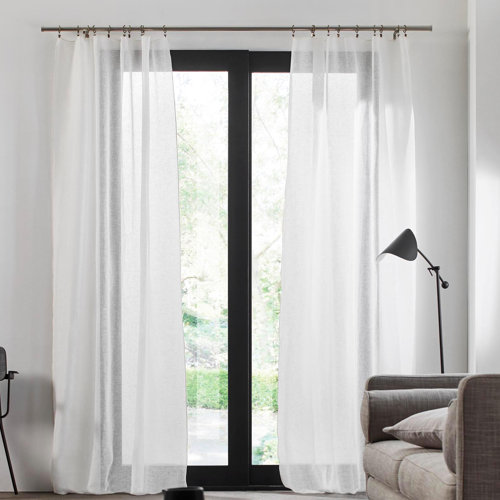 Voilage Panneau Shadow Blanc Et Naturel - 