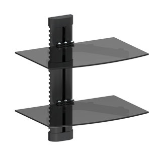 400mm x 100mm Toughened 6mm Glass Shelf with Curved Corners and Chrome Finish Supports 