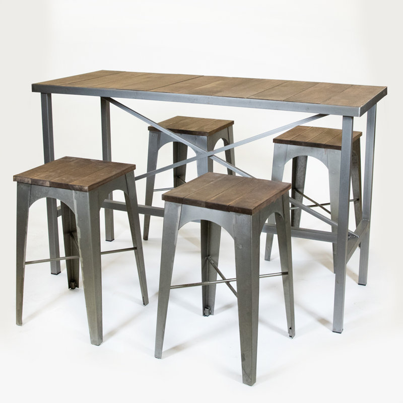 17 Stories Messinger Vintage Bar Height Solid Wood Dining Table Reviews Wayfair