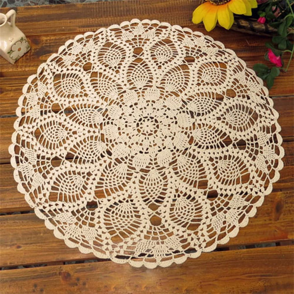 2 Count Packs Decorative Round Polyester Doilies Crochet Doily CREAM 12 inches 