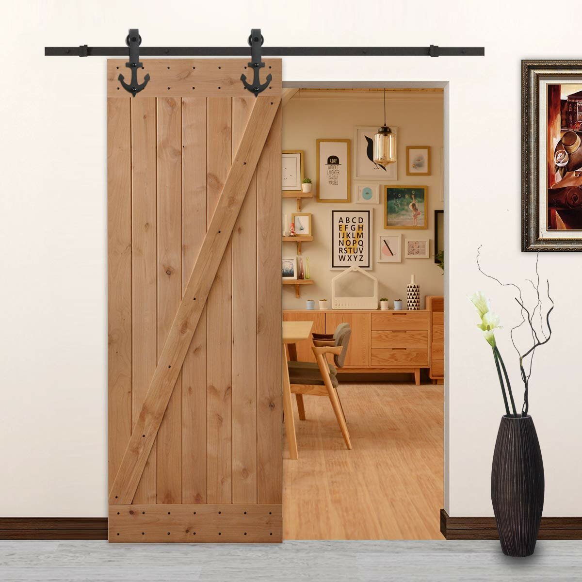 Lubann Paneled Wood and Unfinished American Barn Door without ...