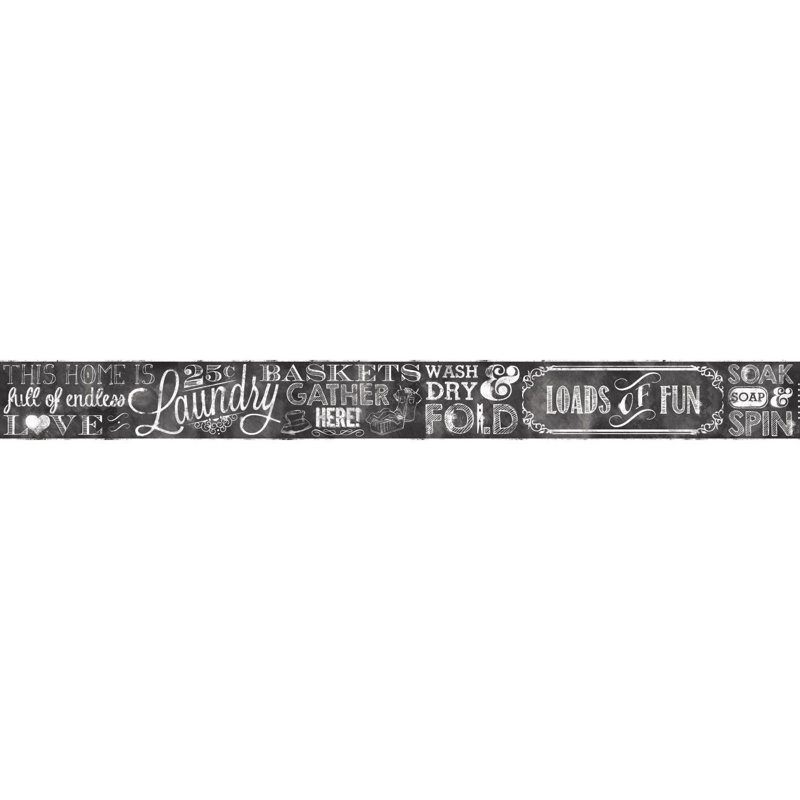 Gracie Oaks Kipling Laundry Chalkboard 15 X 5 Border Wallpaper