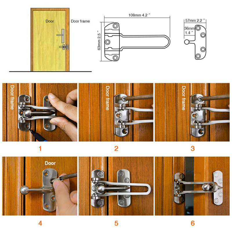 Royal Home Hardware Door Guard Security Swing Bar Lock Latch