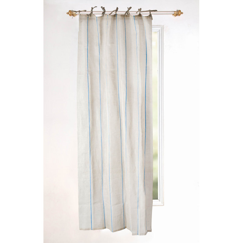 Winston Porter Laxford Tie Top Curtain Panel In Light Blue Wayfair